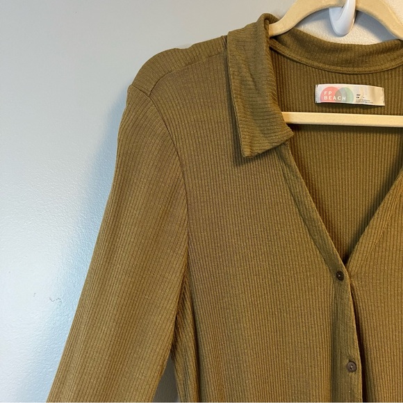 Free People Beach x Revolve Lively Romper in Tropical Nut Sz XS EUC Linen Blend - Picture 6 of 11